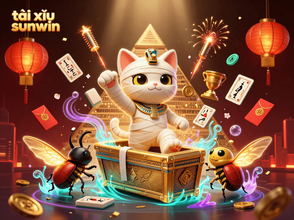 Engage in tài xỉu sunwin with an Egyptian mummy cat and exciting gambling elements.