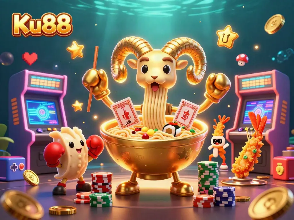 Experience thrilling gaming at Ku88 with our vibrant casino characters in an exciting scene.