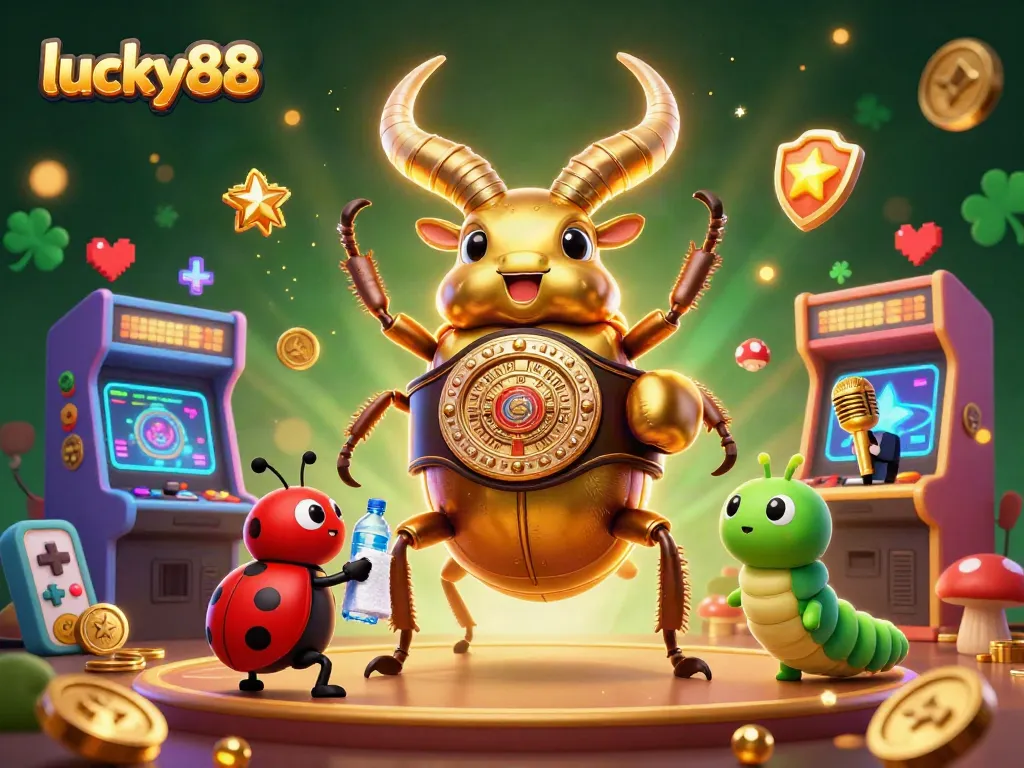Experience exciting gameplay at lucky88 with a dynamic illustration of casino characters and colorful gaming elements.