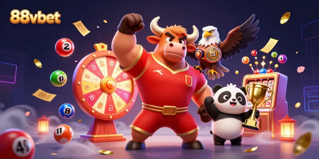 Experience the thrill of 88vbet with lively characters celebrating a jackpot win!