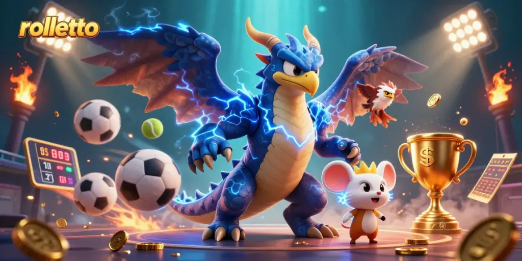 Experience the thrilling world of rolletto with dynamic sports betting elements and engaging characters.