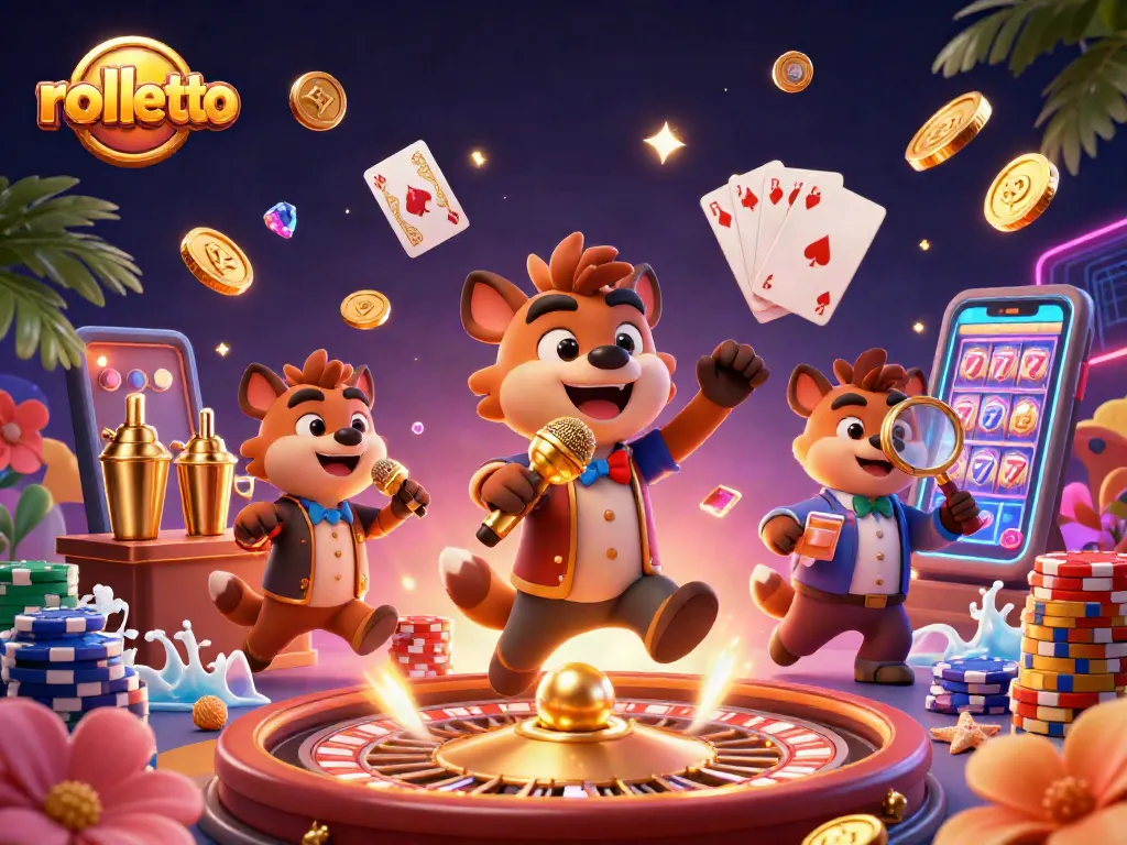 Engage with rolletto's vibrant casino scene featuring 3D hyenas in action.