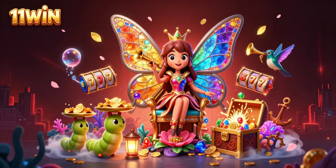 Play 11WIN with vibrant casino-themed illustration showcasing games and excitement