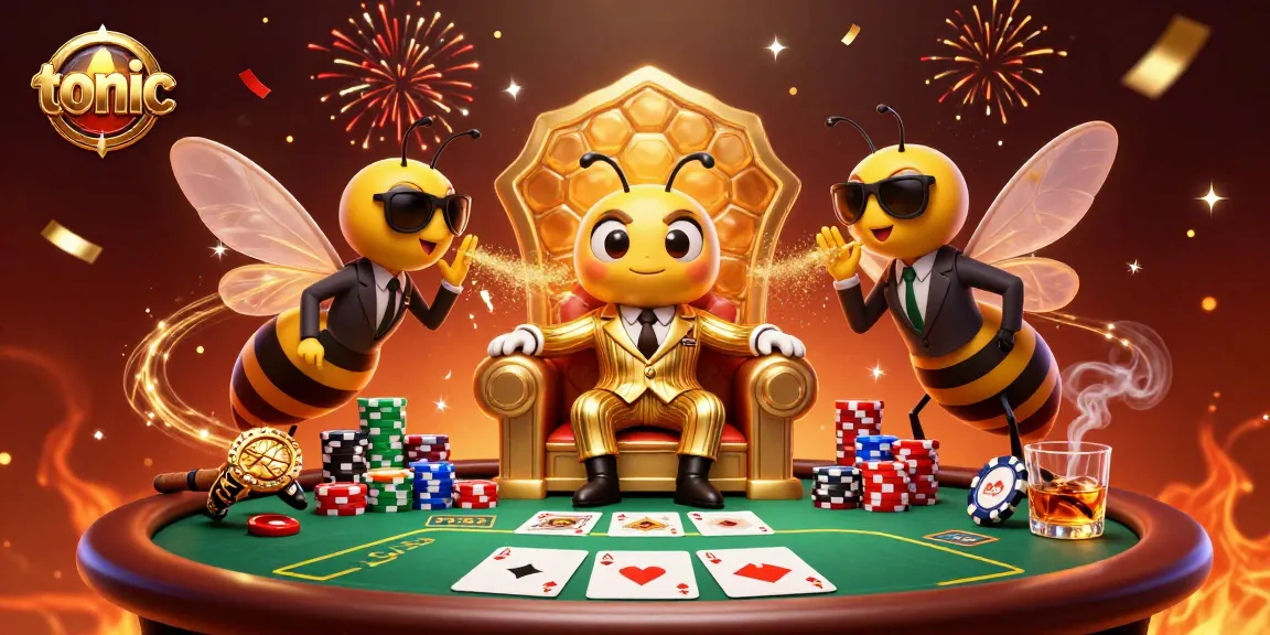 Tonic-themed casino scene with a bumblebee mob boss and poker elements creating winning strategies.