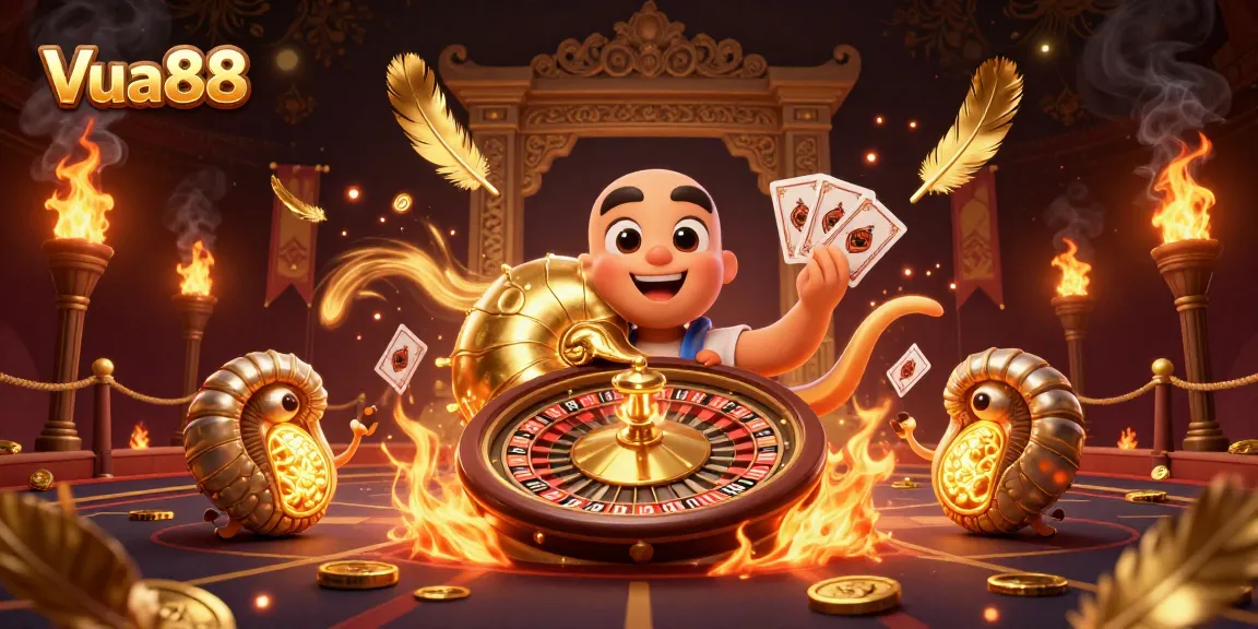 Experience Vua88's thrilling gaming ambiance with a vibrant 3D scene of a nautilus roulette wheel and glowing relics.