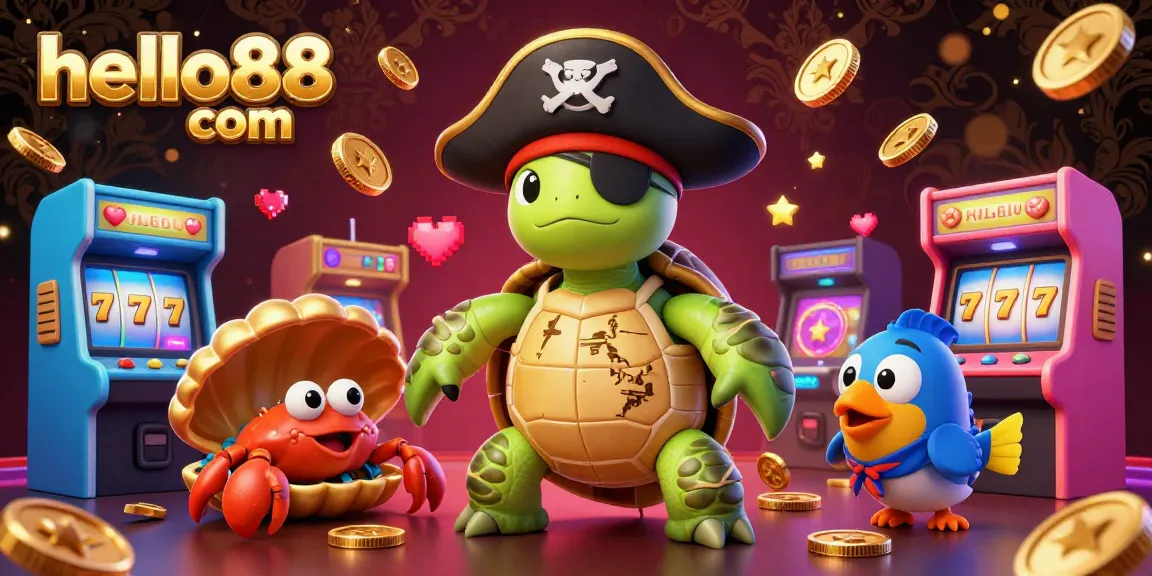 Experience thrilling gaming vibes at hello88 com with pirate turtle and treasures!