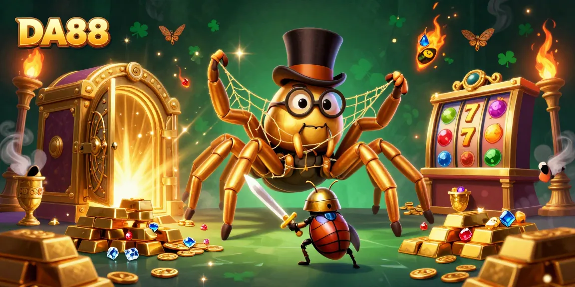 Engage in the thrill of DA88 while marveling at a vibrant 3D scene filled with treasures and lucky symbols.