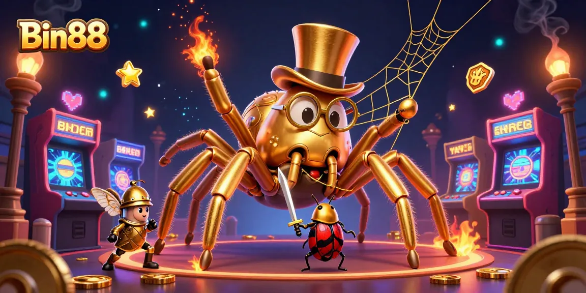 Engage in thrilling gameplay at Bin88 with vibrant casino elements and animated characters.
