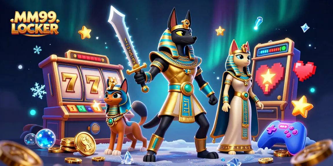Spin the reels and win at MM99 LOCKER with colorful slot machines and ancient Egyptian warriors.