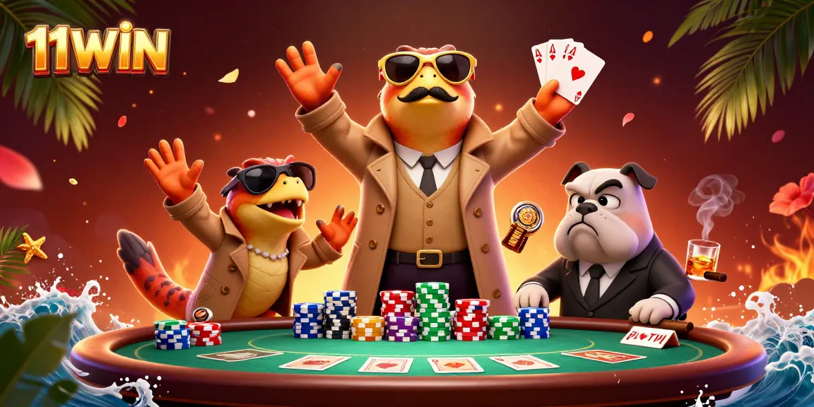 Three raptors in a trench coat trying to enter a casino as 11WIN elements surround them, rich and fun!