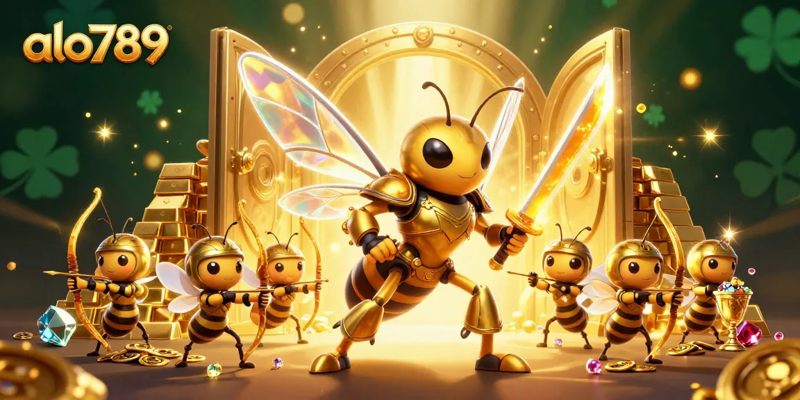 Join the thrill of alo789's live betting action with exciting golden hornet samurai and treasure-filled scene.