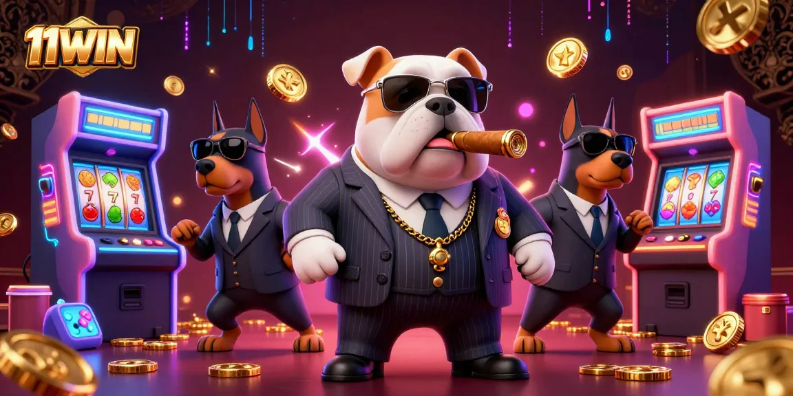 11WIN invites players to enjoy thrilling slot games amid colorful casino elements.