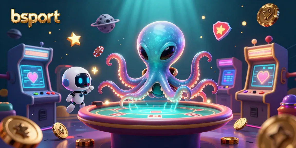 Engage in exciting poker action at bsport with an alien octopus and robot companions.